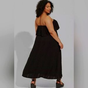 Torrid Black Eyelet Strapless Maxi